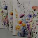 KBKBART Framed Canvas Wall Art Set of 3, Colorful Wildflower Floral Prints Watercolor Flowers Pictures Wall Decor, Botanical Bathroom Wall Decor for Bedroom Living Room Gallery - 12x16