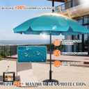 Blissun 6.5ft Patio Umbrella with Push Button Tilt & Height Adjustable, UV50+ Sun Protection with Sturdy Fiberglass Ribs & Iron Pole, Market Umbrella for Outdoor Table Garden Backyard Beach