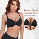HACI Women's Front Closure Posture Bra Underwire Unpadded Back Support Everyday Full Coverage Plus Size(Black,42C)