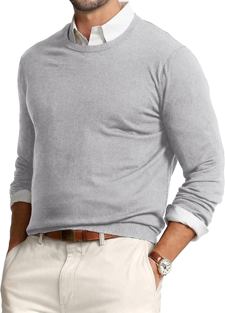 JMIERR Men's Wool Blend Sweaters Classic Crew Neck Casual Old Money Fall Sweaters (XXL)