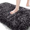 Yimobra Bathroom Rug Mat 24 x 17, Soft and Absorbent Water Non Slip Chenille Bath Rug, Machine Washble Quick Dry Bath Mat, Shower Mat Outside Shower, Bathroom Home Decor Accessories, Dark Grey