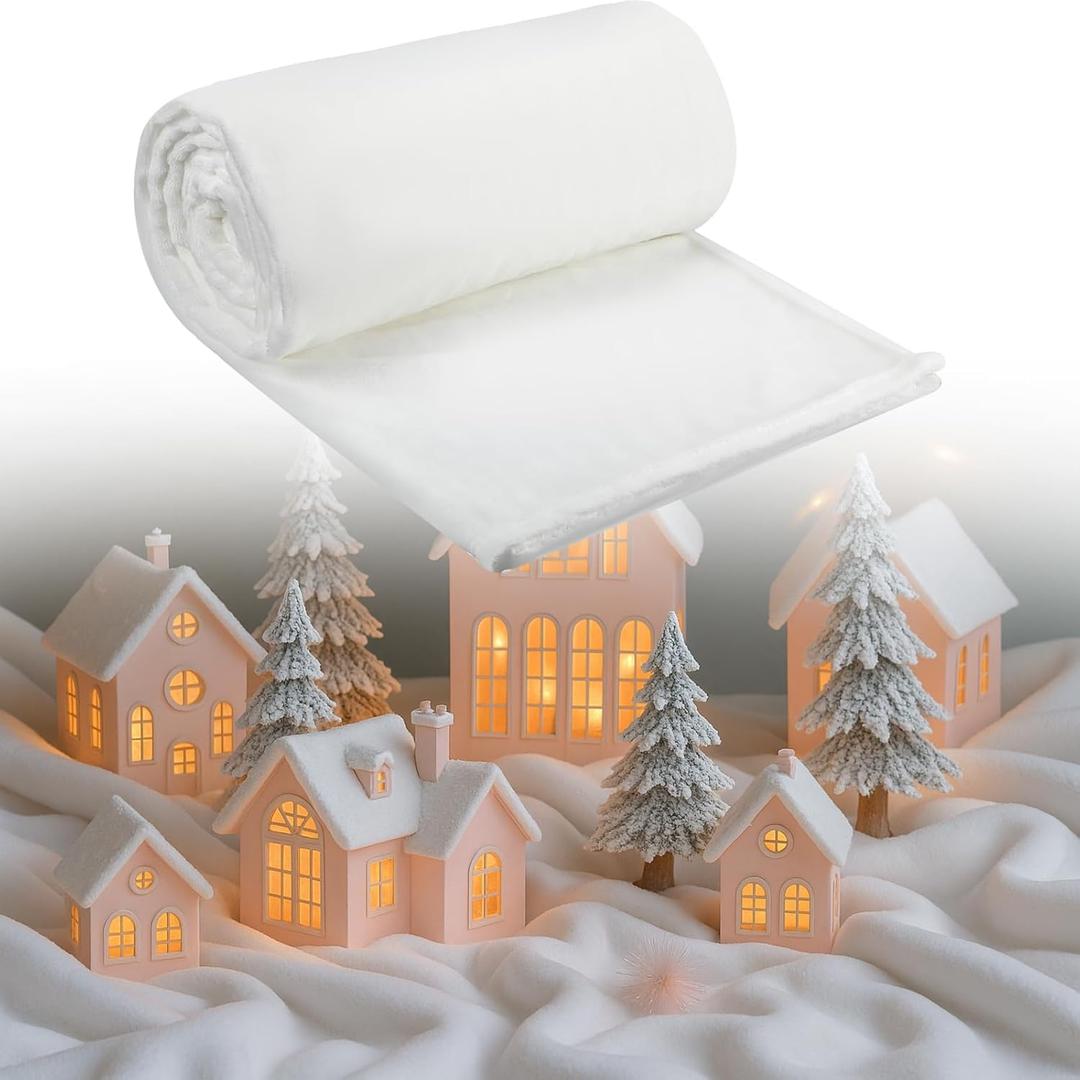 Tudomro Large Christmas Fake Snow Blanket Artificial Snow Cover Roll Soft Fleece White Winter Decor for Xmas Trees Holiday Village Craft Decorations Photo Prop(1.31 x 4.92 ft)