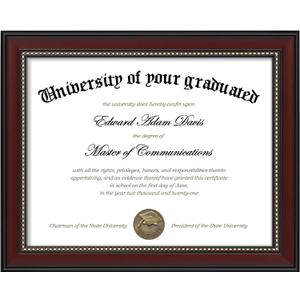upsimples 8.5x11 Diploma Certificate Frame with High Definition Glass, Degree Document Frame for Wall and Tabletop, Mahogany with Gold Beads, 1 Pack