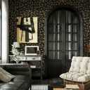 Heroad Floral Wallpaper Black and Gold Contact Paper Boho Wall Paper Peel and Stick Modern Removable for Cabinets and Drawers Waterproof Self Adhesive 17.3" x 78.7"