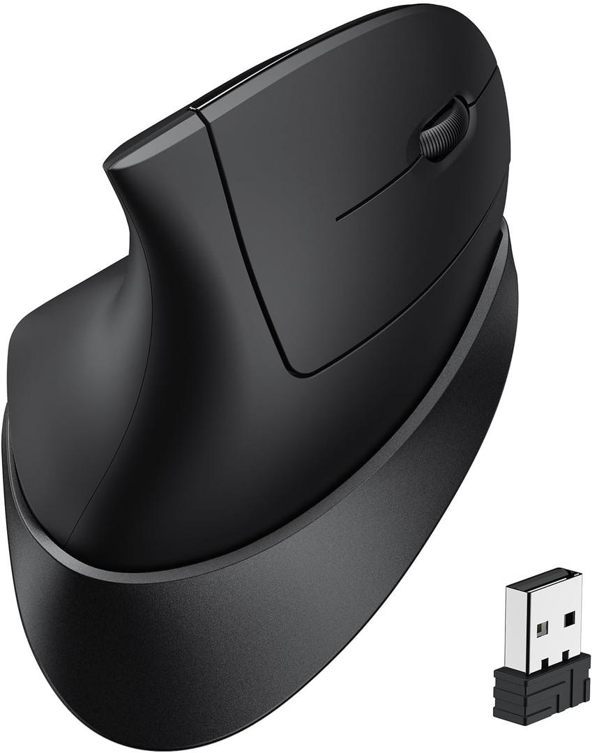 iClever Ergonomic Mouse, 2.4G Wireless Vertical Mouse with 4 Adjustable DPI, Silent Click, 7 Buttons, 3 Adjustable Tilt, Rechargeable Mouse Jiggler for Laptop, Desktop, PC, Computer, Windows 8/10/11 (Black)
