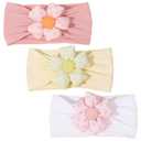 3 Pcs Baby Flower Headbands Baby Girls Nylon Headband Soft Hairbands Hair Accessories for Newborn Infant Toddler Kids (Yellow Pink White)