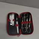Manicure Set Solingen Made in Germany - 7 Piece Exclusive Finger & Toe Nail Clippers Kit for Women and Men in Real Leather Case, Color Red
