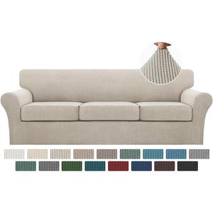 Turquoize 4 Piece Sofa Covers for 3 Cushion Couch Sofa Slipcover Soft Couch Cover for Dogs-Washable Sofa Furniture Covers with 3 Individual Large Cushion Covers (XL Sofa, Island Fossi)