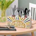 Hello Sunshine Pen Holder for Classroom Office Desk, Boho Classroom Decor, Retro Hello Sunshine Gifts Makeup Brush Toothbrush Holder Organizer for Bathroom Desk Accessories