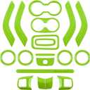 E-cowlboy 18 PCS Full Set Interior Decoration Trim Kit Steering Wheel Center Console Door Handle Air Conditioning Vent Cup Holder Gear Cover Trim for Jeep Wrangler JK JKU 2011-2018 4-Door (Green)