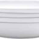 Mikasa Delray Bone China Pasta Bowls Set of 4, 9 Inch White Serving Bowls for Pasta, Salad, Soup, Lightweight and Durable Dinnerware