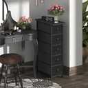 GiftGo Narrow Dresser Vertical Slim Dresser Chest of Drawers Skinny Storage Tower for Small Spaces Gaps Closet Bedroom Bathroom Small Fabric Drawer Unit (Charcoal Black, 5 Drawers)