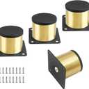 Set of 4 Stainless Steel Furniture Legs 2 Inch / 50 mm, Gold Cabinet Legs Round Kitchen Feet, Metal Replacement Legs for Cabinet Sofa Couch Shelves Table