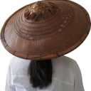 Handmade Bamboo Sun Hat Straw Hat Dia.18.5 Inches Depth 5 inches (Brown)