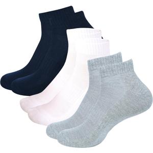 MANARC Women Cotton Ankle Socks Soft Comfortable Durable Breathable Reinforced Double Layer Cushioned (XX-Large, White, Blue, Light Grey (3 Pairs))