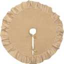 Mini Burlap Tree Skirt, 24'' Small Spring Easter Tree Skirt with Ruffle Border, Linen Rustic Farmhouse Tabletop Christmas Tree Decorations for All Season Fall Thanksgiving Boho Party Decor