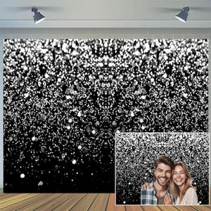 7 x 5 ft Black Silvery Backdrop - Wedding & Birthday Party Backdrop - Prom & Graduation Glitter Photo Background - Christmas Party Decorations - Banner & Table Banner - Photo Studio Props