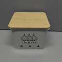 Onion Garlic Storage Bin, Food Container Set, Storage Canisters for Vegeatables, Set of 2 Jars Pots Containers, Garlic & Onion Bin with Aerating Tin Storage Holes & Wooden Lid (White)