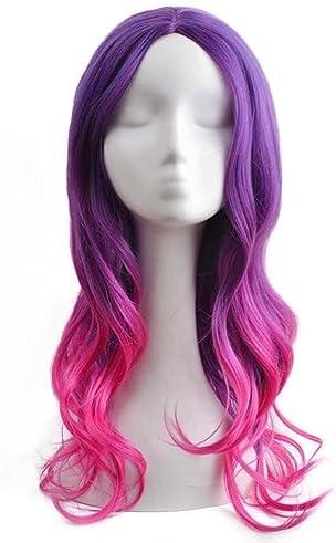 RightOn Purple Pink Ombre Wig Long Wavy Women Girls Sexy Ombre Hair Colorful Wigs for Cosplay Halloween Party with Wig Cap : Beauty & Personal Care