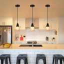 WILON Pendant Lights for Kitchen Island, Seeded Glass Mini Pendant Light Fixtures Farmhouse Pendant Lighting Metal Black Pendant Light Over Kitchen Island Sink Dining Table