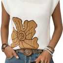 Women Short Sleeve Sweater Spring Top Flower Cap Sleeve Sweaters Mock Neck Lightweight Knit Top Small