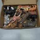 RUSON 12 Pcs Realistic Jungle Animal Figurines, Safari Animals Figures Toys Cake Topper Plastic African Wild Zoo Animals Playset Party Supplies for Kids Toddlers