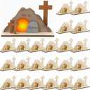 Blueweenly 24 Set Easter He is Risen DIY Wooden Crafts Kit for Kids Religious Easter Jesus Tomb Crafts Crosses for Bible Sunday School Art Party Decoration Birthday Gift Classroom Party Games