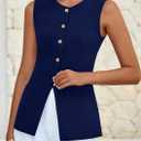 PRETTYGARDEN Blazer Vest Tops for Women Sleeveless Button Down Business Casual Outfits Work Suit Vests Waistcoat (M)