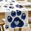 ANATTASOUL Table Runner Dog Footprints and Heart 13"x72" Table Decorations, Durable Summer Dining Decor for Home Kitchen Party Room