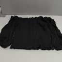R.Vivimos Women's Summer Cotton Short Sleeves Off The Shoulder Crop Tops Ruffle Slim Blouses (Large, Black)
