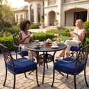 Outdoor Chair Cushions Set of 4: Waterproof & Fade Resistant Patio Furniture Cushions - 18.5 x 16 x 2 Inch Non Slip Round Corner Seat Cushion Pads with Removable Cover for Garden Yard Lawn, Navy Blue