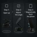 2 x Car Phone Holder Magnetic Phone Holder for Car Cell Phone Car Mount Phone Mount 360 Degrees Rotation Strong Suction Cup for Gym Mirrors Stable Holder Workout Videos Dashboard Holder iPhone & Android