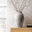 LE TAUCI Ceramic Vase, 11.5 Inch Large Wabi-Sabi Vase, Tall Vase for Home Decor, Living Room Table & Mantel Centerpiece, Watertight & Sturdy, Weathered Stone Greige