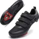 Unisex Road Bike Cycling Shoes Compatible with Peloton Shimano SPD Bike Riding Shoes for Men Women, 3 Straps, Pre-Installed Delta Cleats for Indoor Outdoor Cycling Biking (Pure Black) Size: 9 Women/7 Men 40