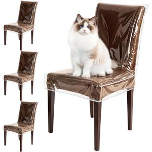 4 Pack Plastic Dining Chair Covers, Transparent Waterproof Chair Covers Reusable Plastic Seat Protectors for Kitchen, Restaurant, Hotel, Party, Outdoor