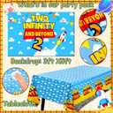 125pcs Two Infinity and Beyond Birthday Decorations, Cartoon Story 2nd Birthday Party Supplies, Balloons Backdrop Banner Tablecloth Cake Topper for 2 Infinity and Beyond Bday Decor