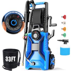 Pressure Cleaner 5000 PSI 3.0 GPM Adjustable Pressure, Power Cleaners Powered with 33ft Pressure Hose, 4 Nozzles and 500ml Foam Cannon, Cleaner Machine for Home, Car, Blue