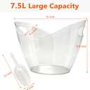 Large Plastic Ice Bucket for Parties 7.5L/8 Quarts, Beverage Tub with Scoop