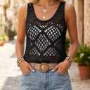 Imily Bela Womens Summer Crochet Tank Tops Knit Sleeveless Scoop Neck Sweater Vest Boho Hollow Out Cover Ups (M)