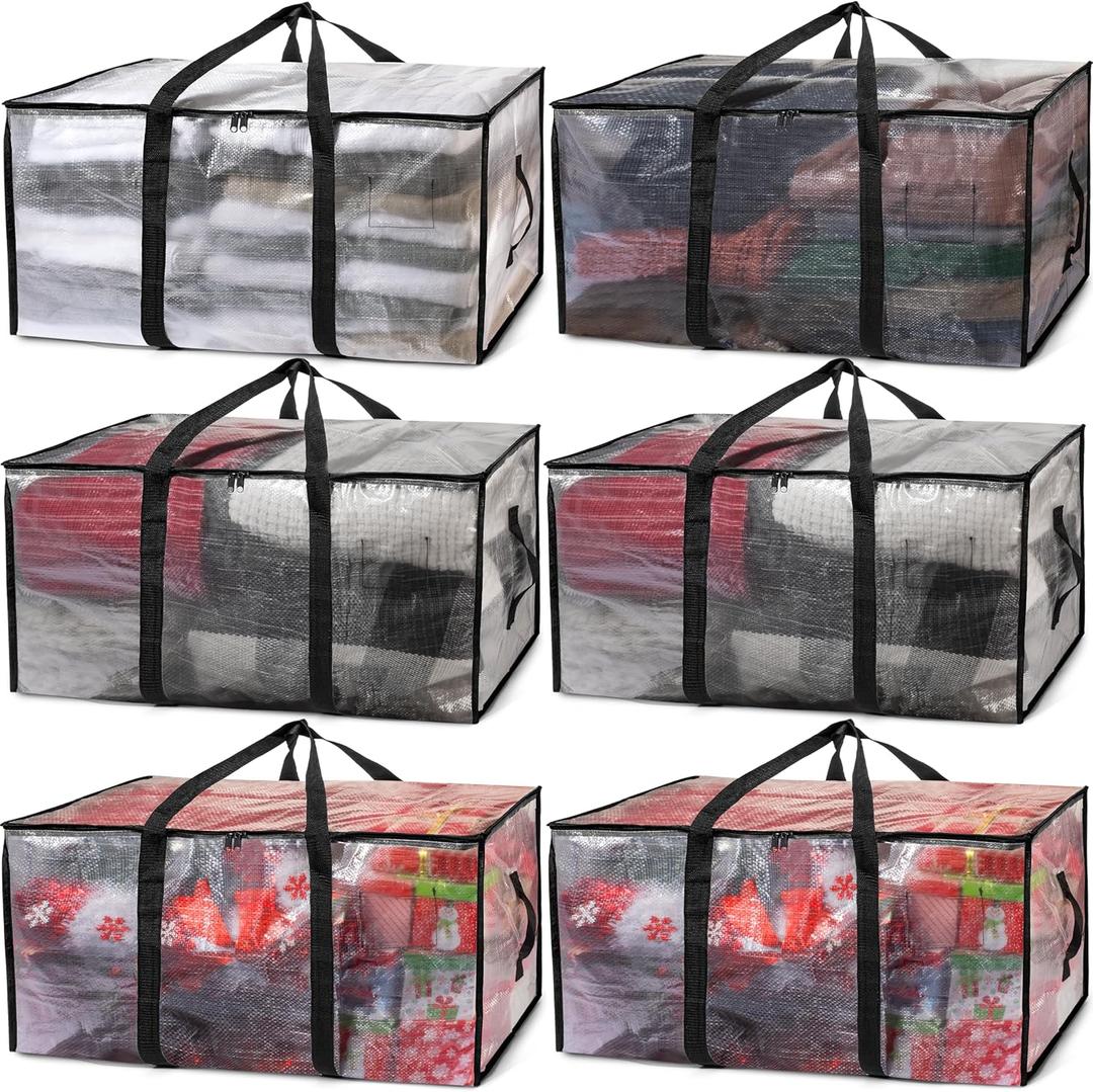 ClearSpace Oversized Moving Bags or Storage Bag  Large Moving Boxes with Backpack Straps, Zippers & Handles  Heavy-Duty Packing Bags for Moving, College Dorm, Christmas Decorations, 6 Pack