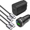 Super Fast Charger Type C Kit, VELOGK 25W PD PPS USB C Wall/Car Charger for Samsung Galaxy S26/S25/S24/S23 Ultra/S23+/S23/S22/S21/S20/Plus/Ultra/FE, iPad, with 2X Nylon USB C-to-C Cable(10ft+3.3ft)