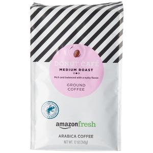 AmazonFresh Donut Cafe Ground Coffee, Medium Roast, 12 Ounce (EXP 03/06/26)
