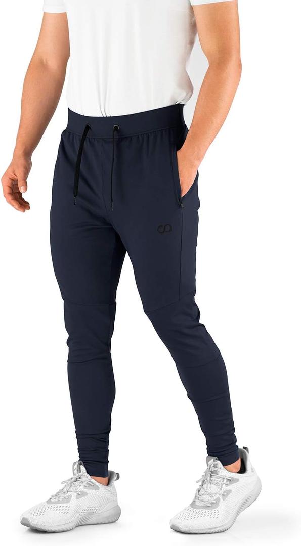 Men's Joggers Hydrafit Track Pants Men's Sweatpants Active Sports Running Workout Pant Zipper Pockets (Medium, Navy)