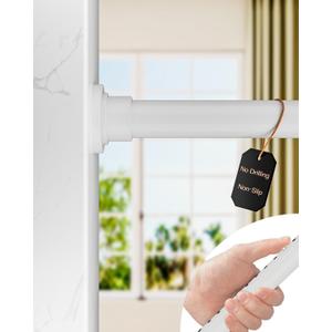 ALLZONE Tension Curtain Rod for Window, 83-123 Inches, Heavy Duty Curtain Rods No Drilling, Non-Slip Bathroom Shower Tension Rod, Renter Friendly, Adjustable, Spring Loaded, Extra Long, White