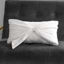 Juicy Couture Velvet Bow Designer Decorative Pillow - 10"x18", White