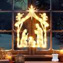 Marchpower Lighted Christmas Window Decorations Indoor, Christmas Window Silhouette Lights, Lighted Nativity Angel for Window, Nativity Window Lights for Christmas, Home, Indoor, Patio, Wall, Door