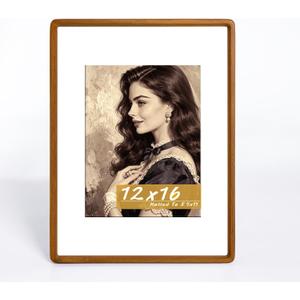 12x16 Picture Frame, Solid Teak Wood Frame,Matted to 8.5x11 Photos