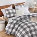 Andency Grey Queen Comforter Set, 3 Pieces Grey White Buffalo Check Plaid Bedding Comforter & Sets, Light Gray Soft Lightweight Fluffy All Season Bed Set