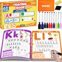 Preschool Learning Activities Educational Workbook, 62 Reusable Pages Pre Kindergarten Workbooks, Number Letter Tracing Books for Kids, Autism Learning Materials, ABC Busy Book for Kids Ages 3-7