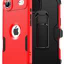 for iPhone Air Magnetic Case with Blet Clip Hoslter,Compatible with Magsafe,2X Screen Protector,Heavy Duty Protection,Rugged & Durable Phone Cover for iPhone Air Case,Red